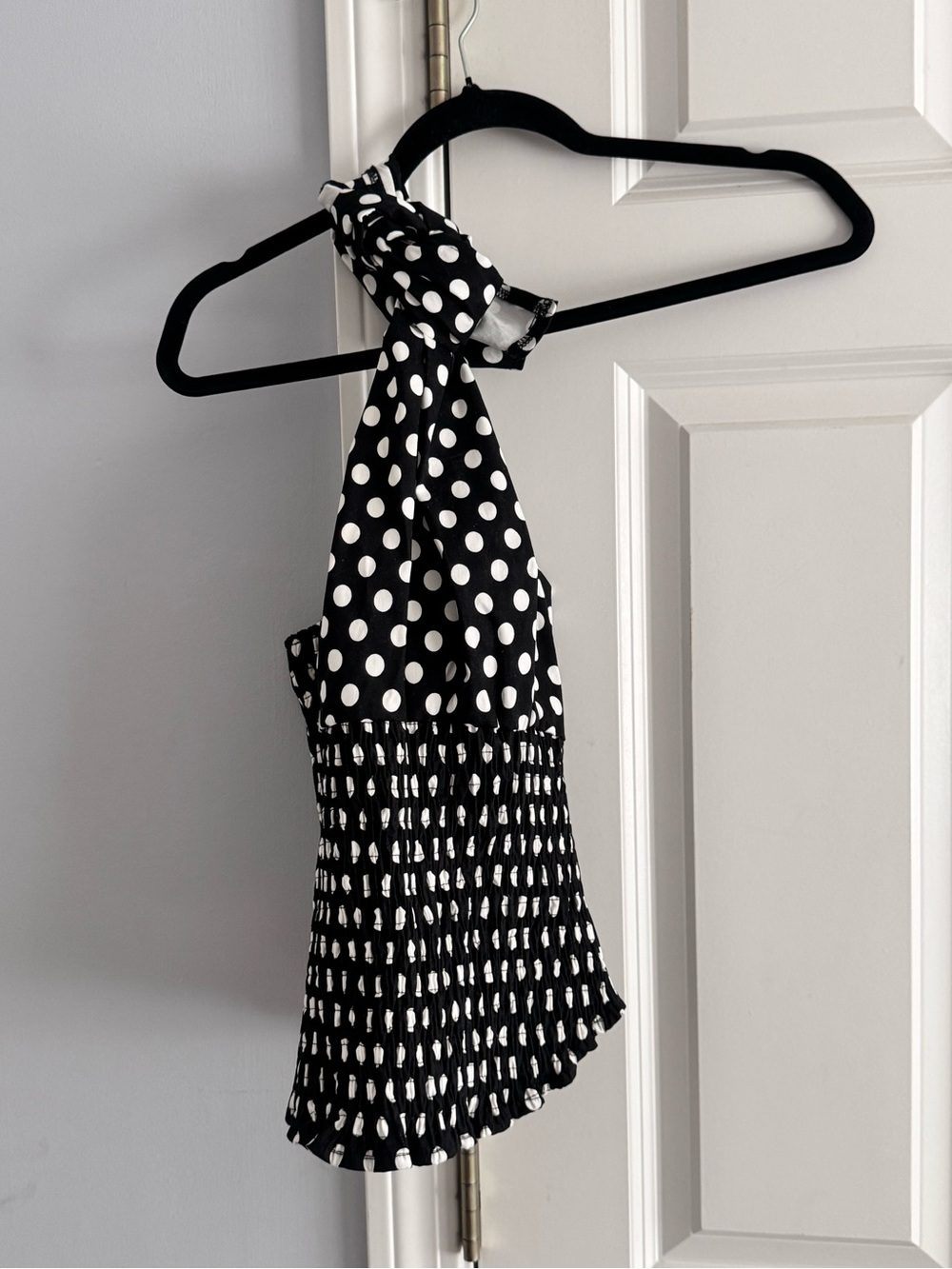 Blondita Gwen Top - Black and White Polka Dot Tie Top